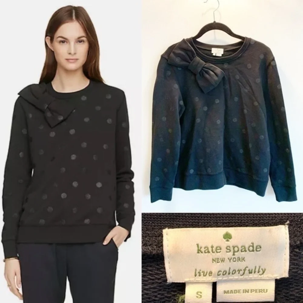 KATE SPADE NEW YORK Glitter Dot Bow Sweatshirt in Size Small